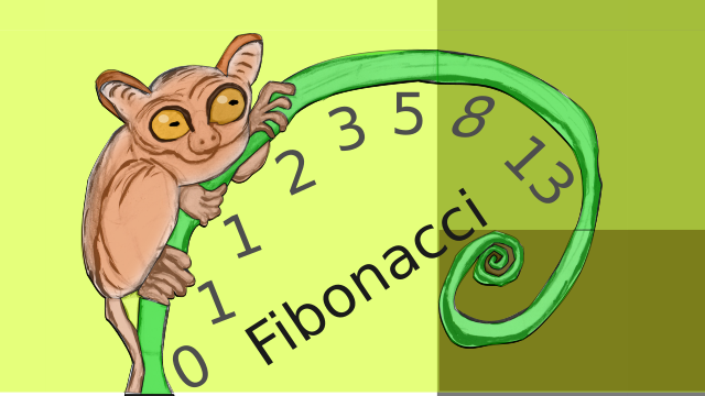 Tarsier on branch near the Fibonacci number sequence.